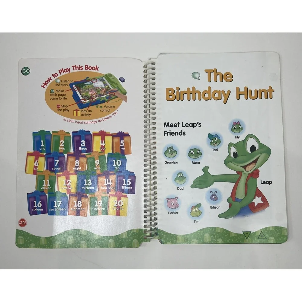 Vintage LeapFrog LeapPad Interactive Math The Birthday Hunt Book & Cartridge